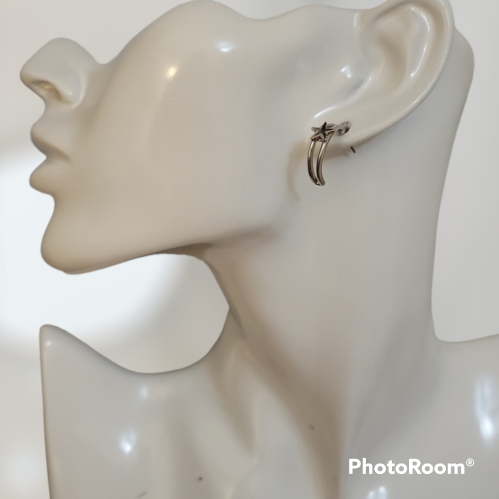 3/$30 Y2k Silvertone Star Nebula Hoop Earrings